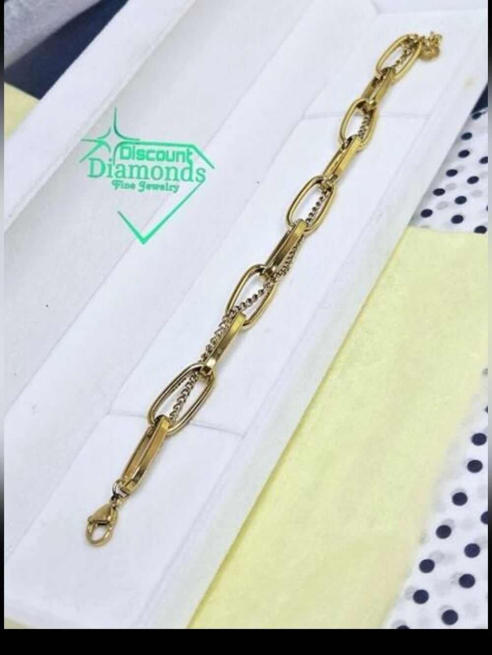 Double Chain Link Bracelet on 14K Yellow Gold over 925 Sterling Silver - Picture 6 of 8